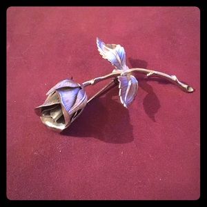 Beautiful Rose Pin Silver Tone